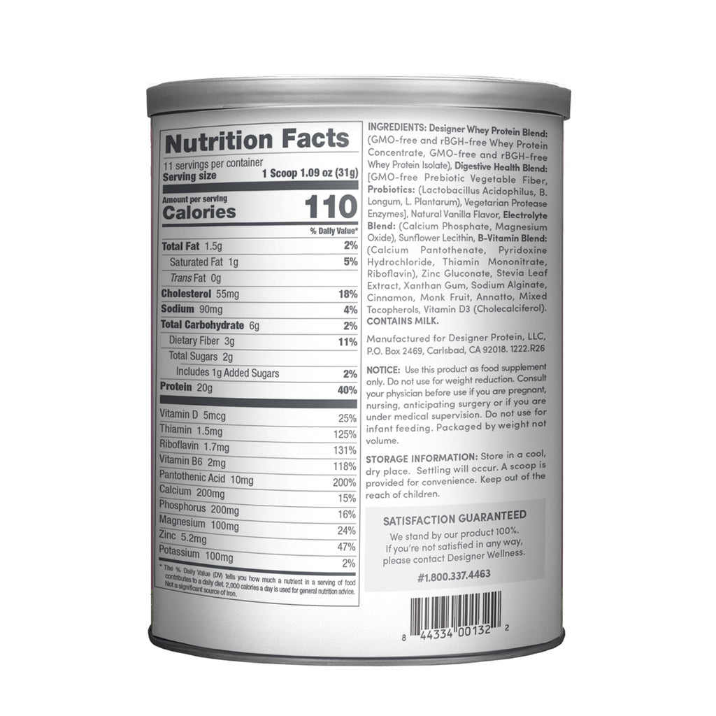 Vanilla Designer Whey 12 oz : 100% Whey Protein Powder- Designer Protein ®