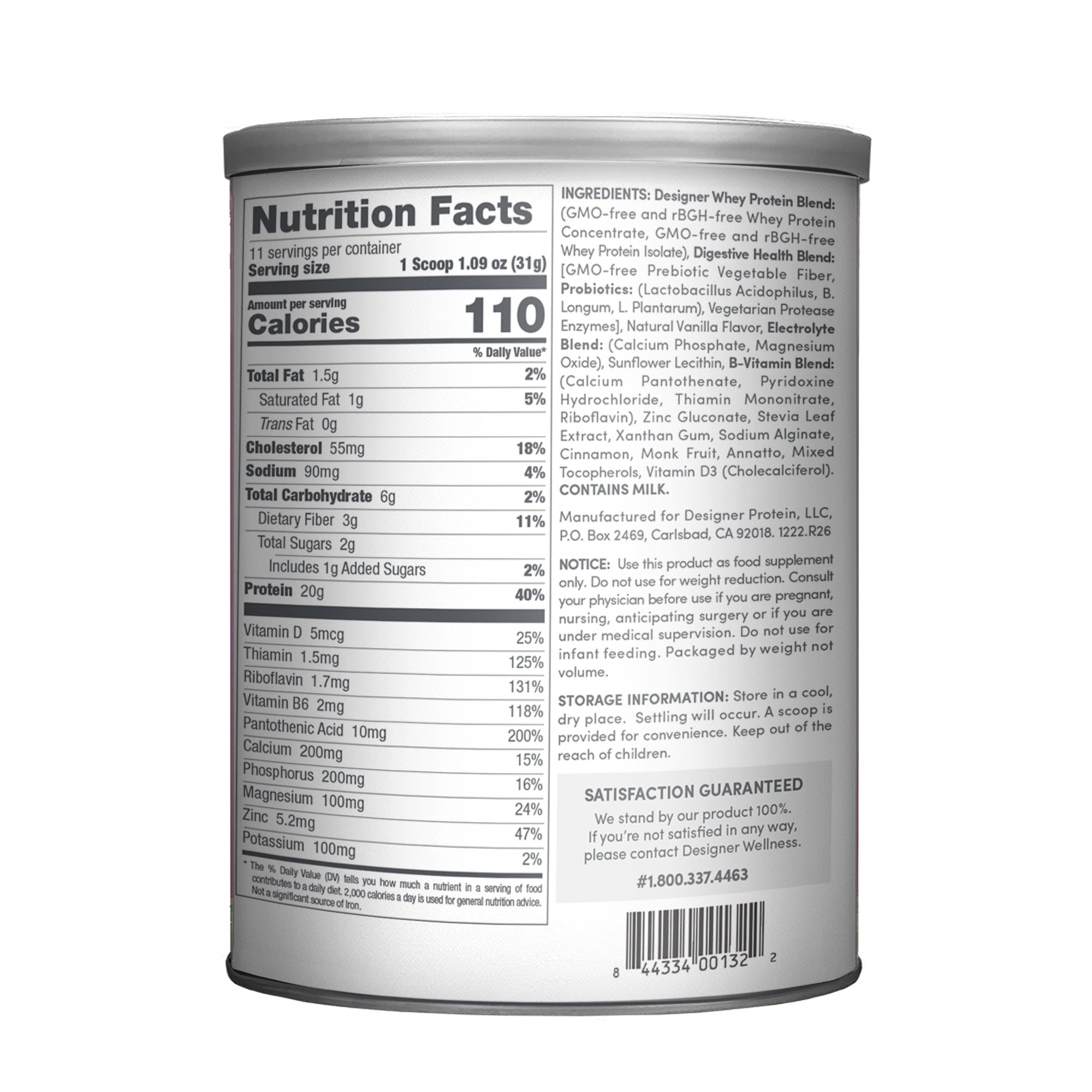 Vanilla Designer Whey 12 oz : 100% Whey Protein Powder- Designer Protein ®