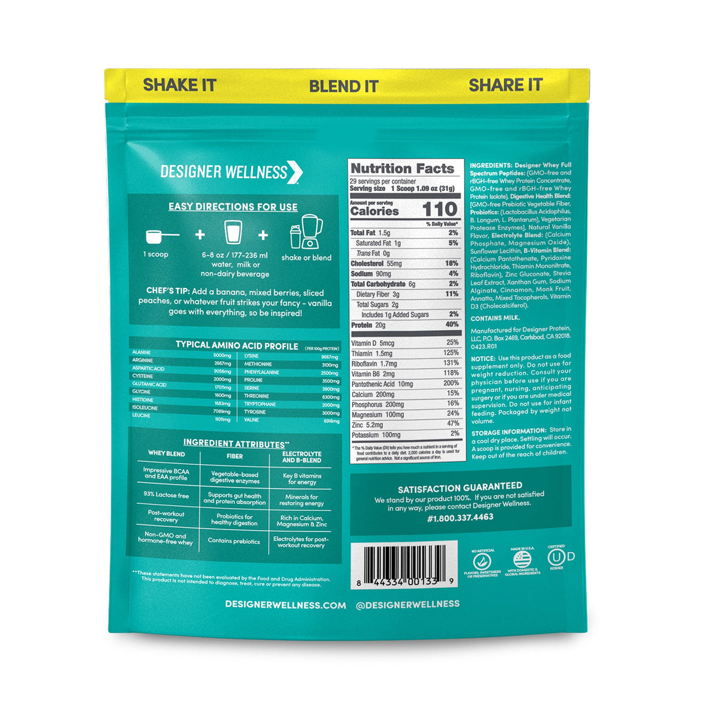 Vanilla Designer Whey 2 lb : 100% Whey Protein Powder- Designer Protein ®