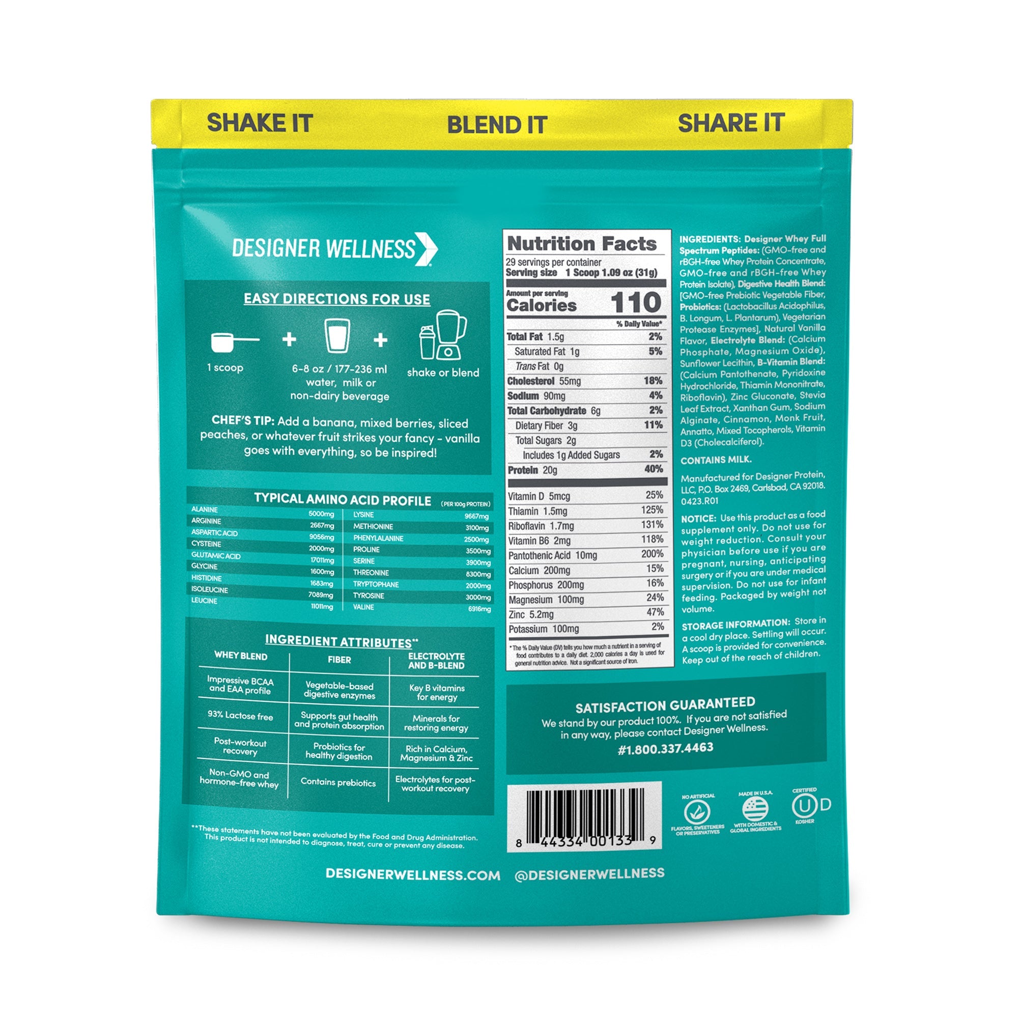 Vanilla Designer Whey 2 lb : 100% Whey Protein Powder- Designer Protein ®