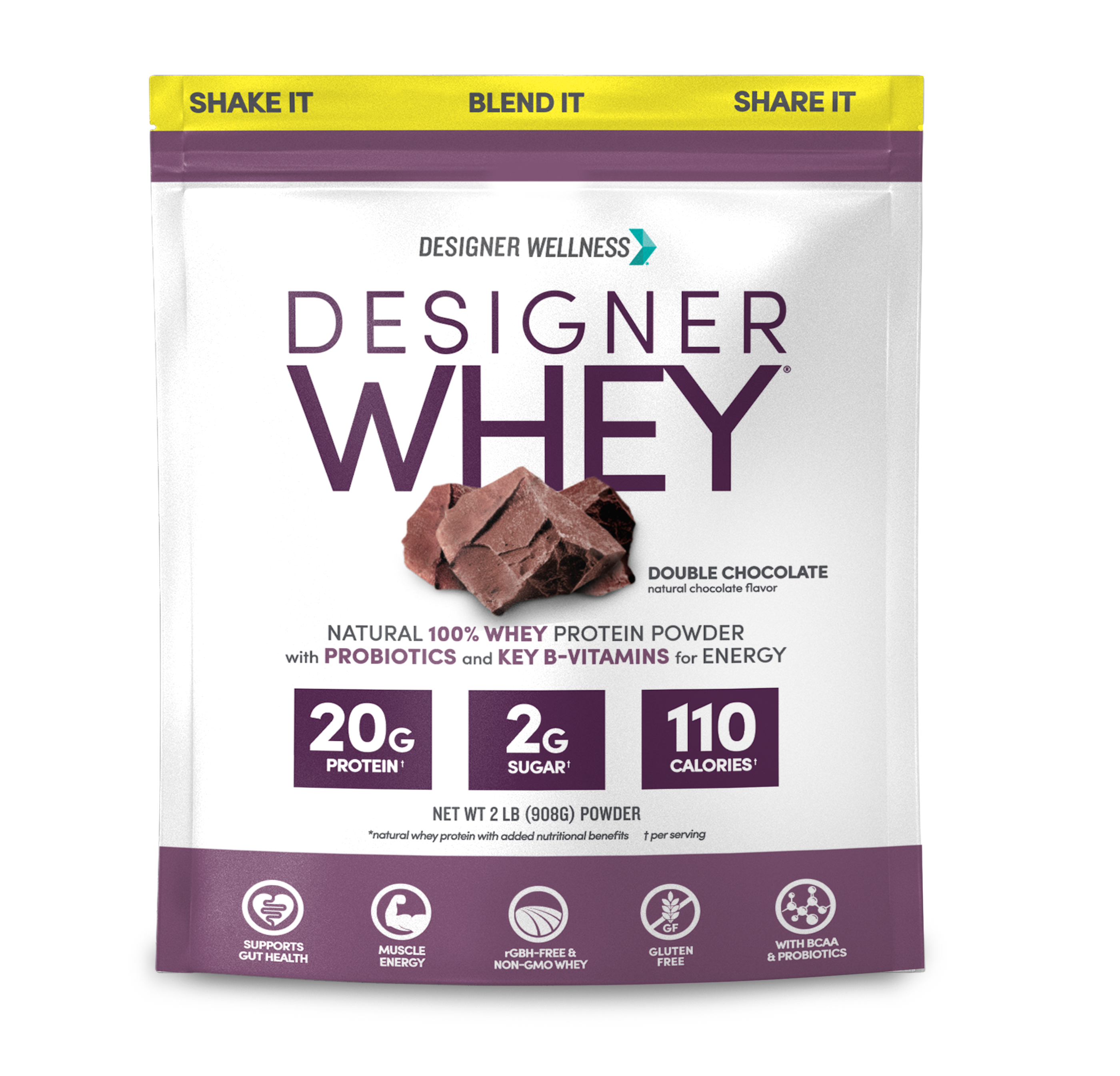 Double Chocolate Designer Whey 2 lb : 100% Whey Protein Powder - Designer Protein®