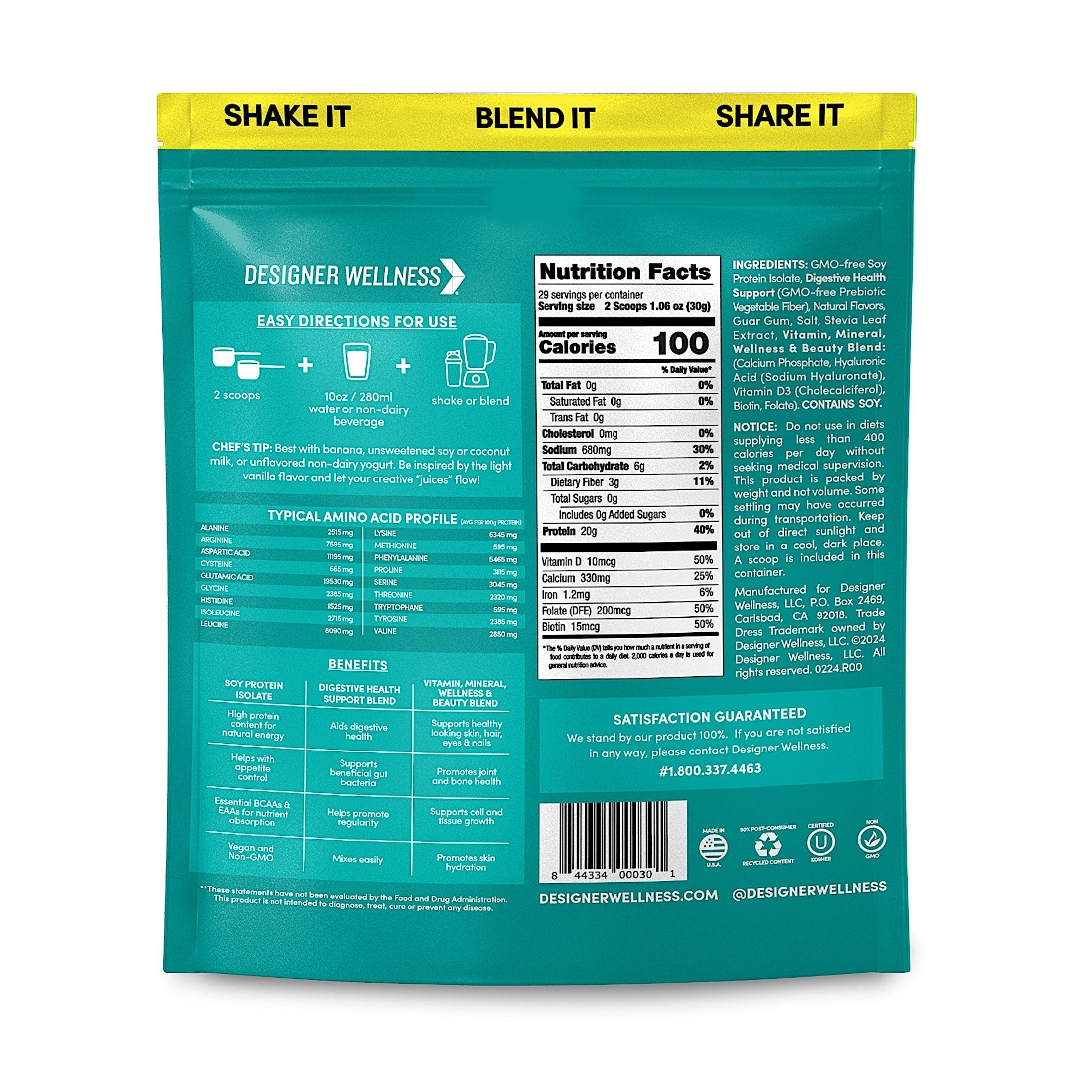 Designer Soy Protein Powder | Angel Cake Vanilla 1.87 lb