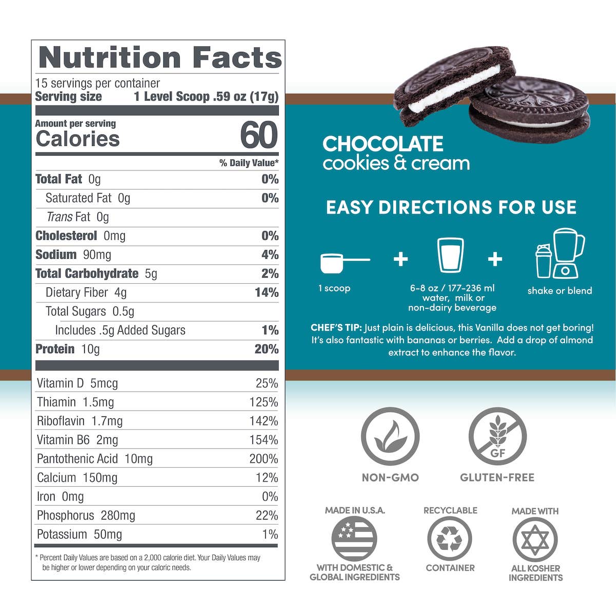 Designer Lite: Low Calorie Protein Powder | Cookies and Cream